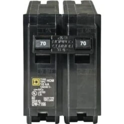 Square D Homeline 70 Amp 2-Pole Circuit Breaker -Bright Circuit 266702 FrontView straighton Lg