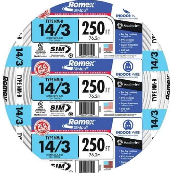 Southwire 250' 14/3 Solid Romex Simpull Cu Nm-B W/g Wire 3 Southwire 250' 14/3 Solid Romex Simpull Cu Nm-B W/g Wire