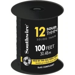 Southwire 100' 12 Black Solid Cu Thhn Wire