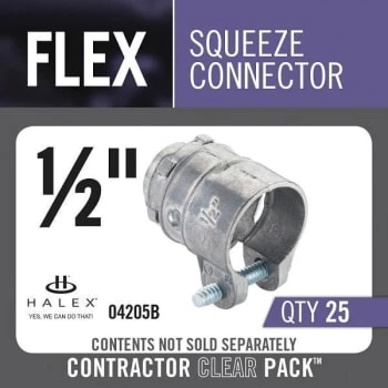 Halex 1/2" Flexible Metal Conduit Squeeze Connector Package Of 25 6 Halex 1/2" Flexible Metal Conduit Squeeze Connector Package Of 25 - Image 4