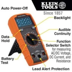 Klein Tools Digital Multimeter, Manual-Ranging, 600v -Bright Circuit 333697 RightView Lg