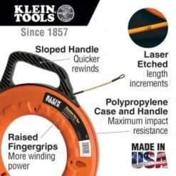Klein Tools® 200' Fiberglass Fish Tape -Bright Circuit 677335 w DetailedProductView1 Lg